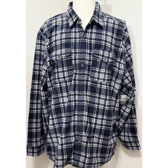 New EDDIE BAUER Chutes Microfleece Blue Plaid Shirt Men's Size 3XL XXXL Msrp $70 - Picture 1 of 3